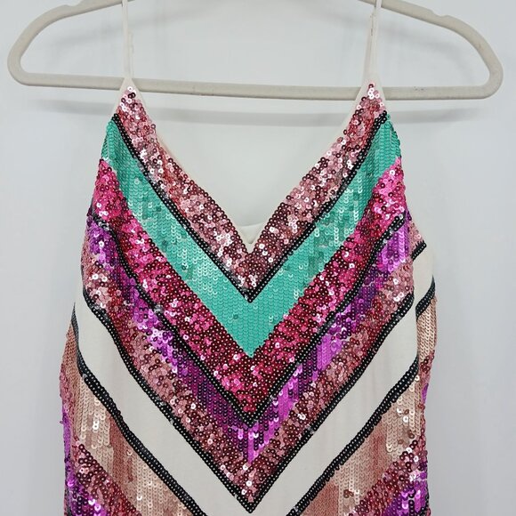 Express Chevron Sequin Mini Dress Multicolor Size Large - Picture 5 of 14